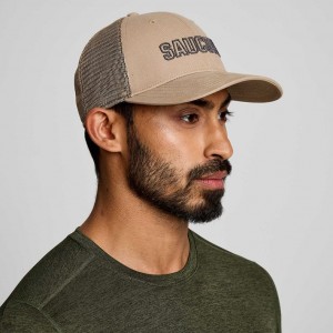 Saucony Adjustable Snap Back Trucker Hüte Herren Beige | SCHWEIZ ZUCFW