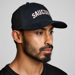 Saucony Adjustable Snap Back Trucker Hüte Herren Schwarz | SCHWEIZ UTFSM