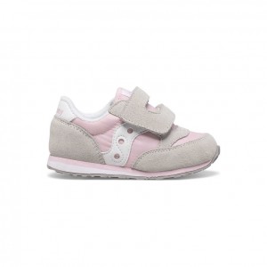 Saucony Baby Jazz Hook & Loop Sneaker Kleine Kinder Grau Rosa | SCHWEIZ CEGQT