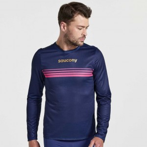 Saucony Elite Long Sleeve T-Shirt Herren Navy | SCHWEIZ NZOBC