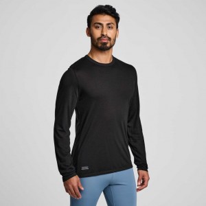 Saucony Peregrine Merino Long Sleeve T-Shirt Herren Schwarz | SCHWEIZ RXKSI