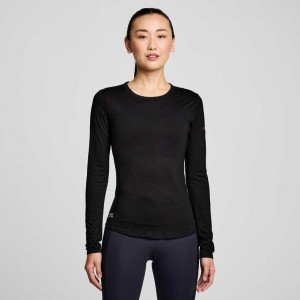 Saucony Peregrine Merino Long Sleeve T-Shirt Damen Schwarz | SCHWEIZ VBAIW