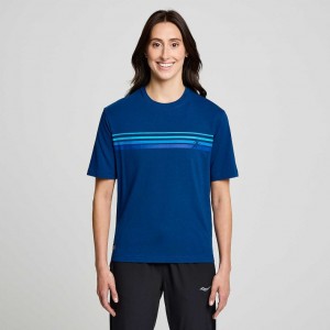 Saucony Recovery Kurzes Sleeve T-Shirt Damen Indigo | SCHWEIZ ENFMB