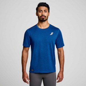 Saucony Stopwatch Graphic Kurzes Sleeve T-Shirt Herren Indigo | SCHWEIZ JSMRU