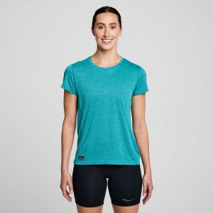 Saucony Stopwatch Kurzes Sleeve T-Shirt Damen Türkis | SCHWEIZ UZTQI