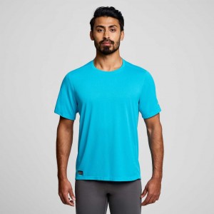 Saucony Stopwatch Kurzes Sleeve T-Shirt Herren Blau | SCHWEIZ OHBCR