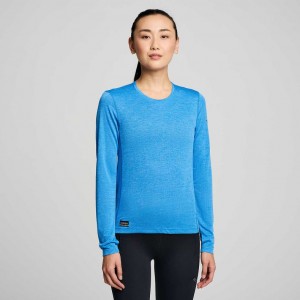 Saucony Stopwatch Long Sleeve T-Shirt Damen Blau | SCHWEIZ GHJYU