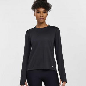 Saucony Stopwatch Long Sleeve T-Shirt Damen Schwarz | SCHWEIZ QVXLR