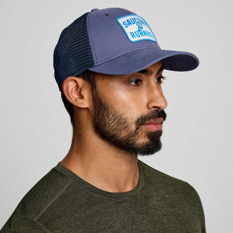 Saucony Adjustable Snap Back Trucker Hüte Herren Blau | SCHWEIZ ALNTH