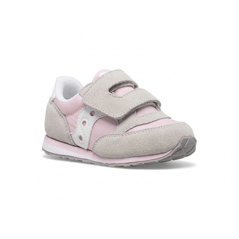 Saucony Baby Jazz Hook & Loop Sneaker Kleine Kinder Grau Rosa | SCHWEIZ CEGQT