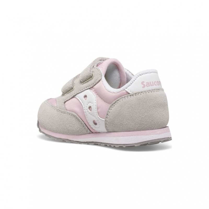 Saucony Baby Jazz Hook & Loop Sneaker Kleine Kinder Grau Rosa | SCHWEIZ CEGQT