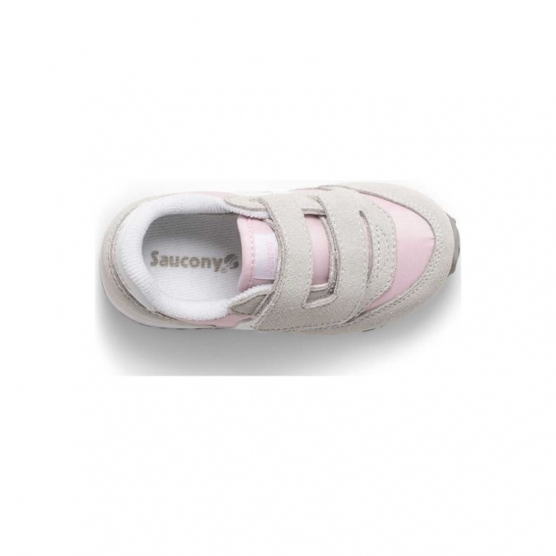 Saucony Baby Jazz Hook & Loop Sneaker Kleine Kinder Grau Rosa | SCHWEIZ CEGQT