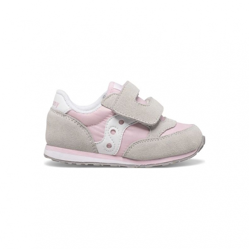 Saucony Baby Jazz Hook & Loop Sneaker Kleine Kinder Grau Rosa | SCHWEIZ CEGQT