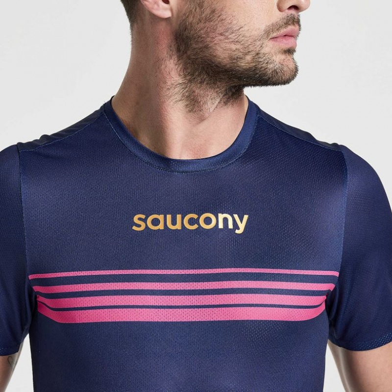 Saucony Elite Kurzes Sleeve T-Shirt Herren Navy | SCHWEIZ ACTOI