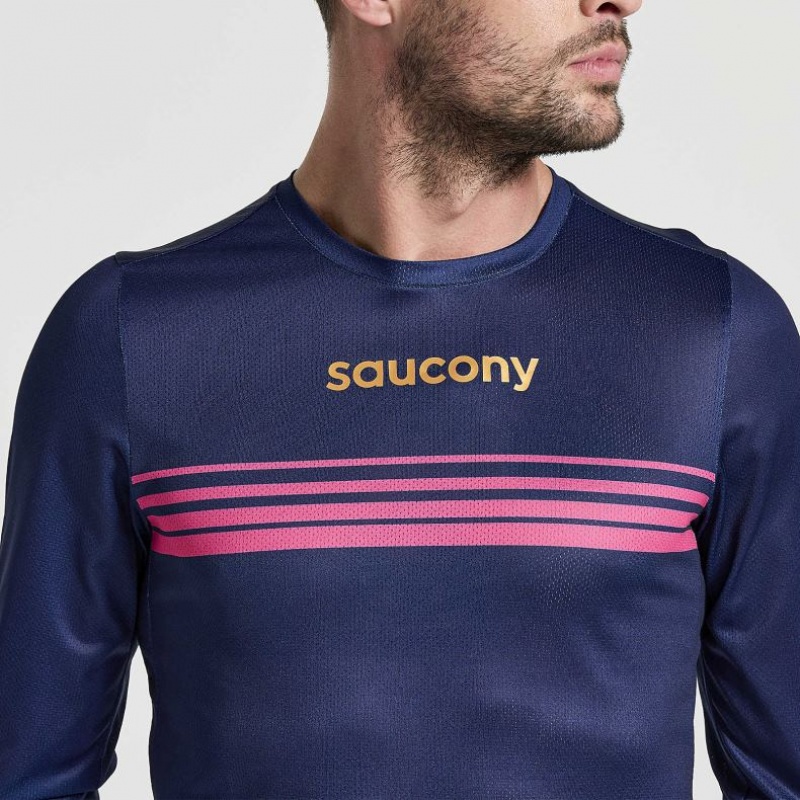 Saucony Elite Long Sleeve T-Shirt Herren Navy | SCHWEIZ NZOBC