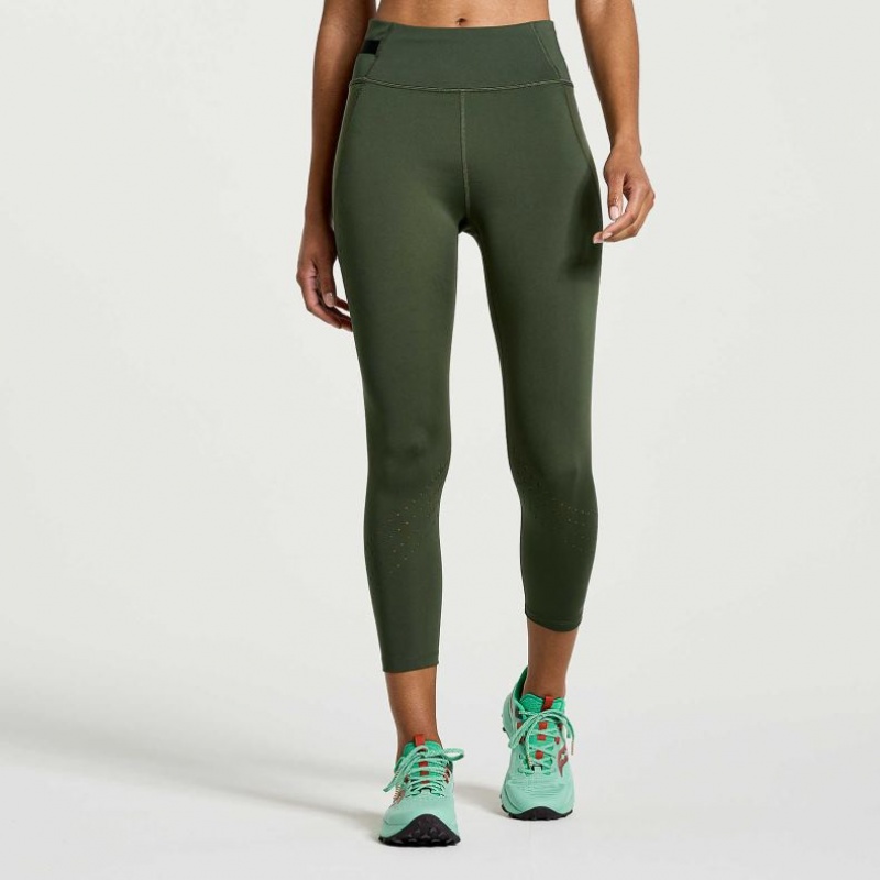 Saucony Explorer Utility Crop Strumpfhose Damen Dunkelgrün | SCHWEIZ RFVMG