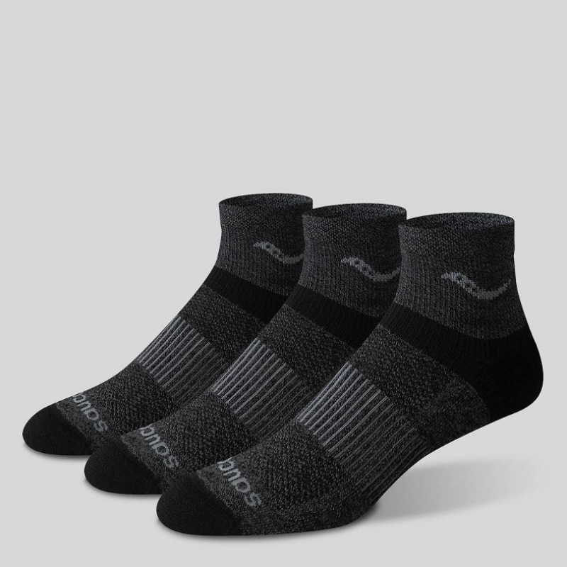 Saucony Inferno Merino Wool Blend Quarter 3-Pack Socken Herren Schwarz | SCHWEIZ ZIYCH