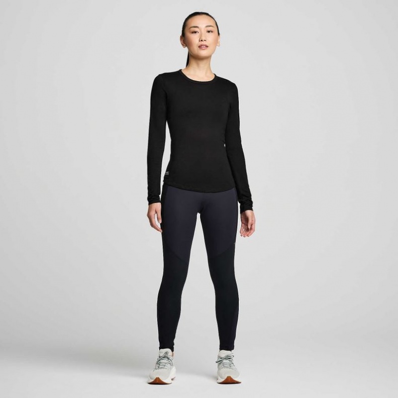 Saucony Peregrine Merino Long Sleeve T-Shirt Damen Schwarz | SCHWEIZ VBAIW