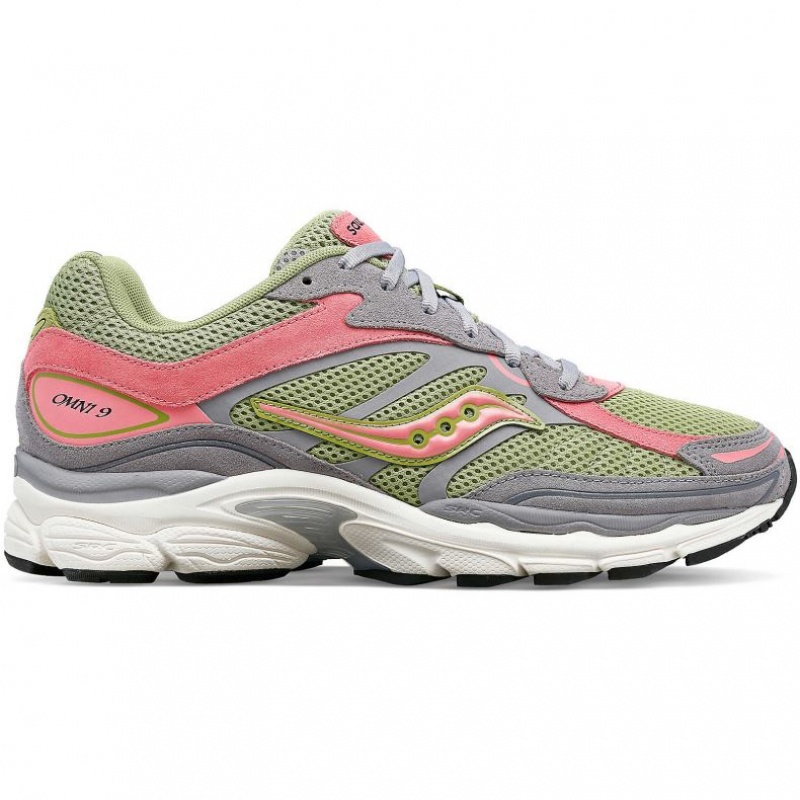 Saucony ProGrid Omni 9 Premium Sneaker Damen Grau Grün Rosa | SCHWEIZ ZMAQK