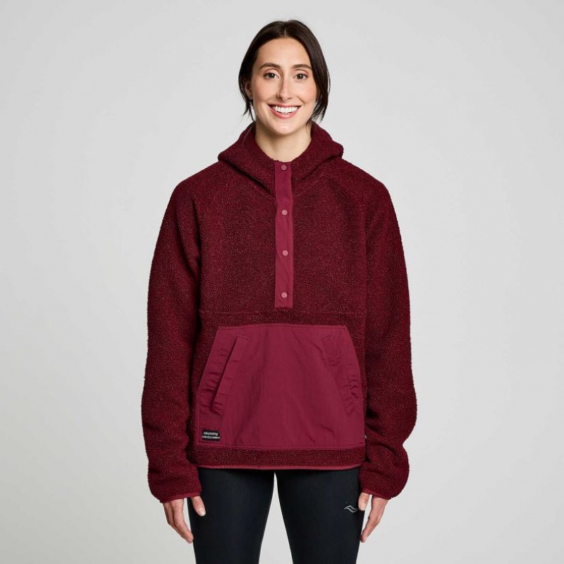 Saucony Recovery Sherpa Pullover Hoodie Damen Bordeaux | SCHWEIZ VXOJT