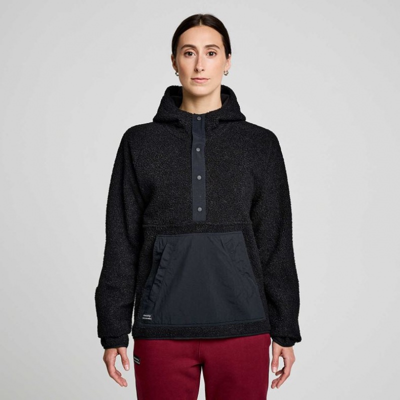 Saucony Recovery Sherpa Pullover Hoodie Damen Schwarz | SCHWEIZ QCILA