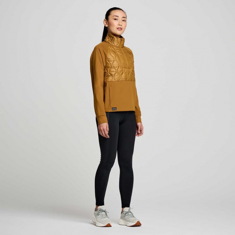 Saucony Solstice Oysterpuff 1/2 Zip Sweatshirt Damen Braun | SCHWEIZ ANHBZ