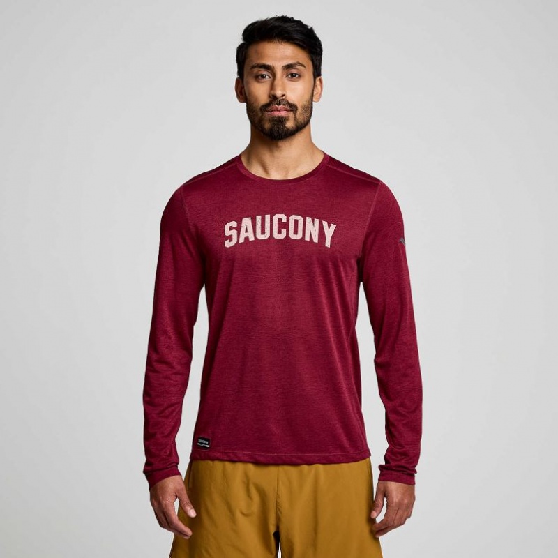 Saucony Stopwatch Graphic Long Sleeve T-Shirt Herren Rot | SCHWEIZ KIJHX