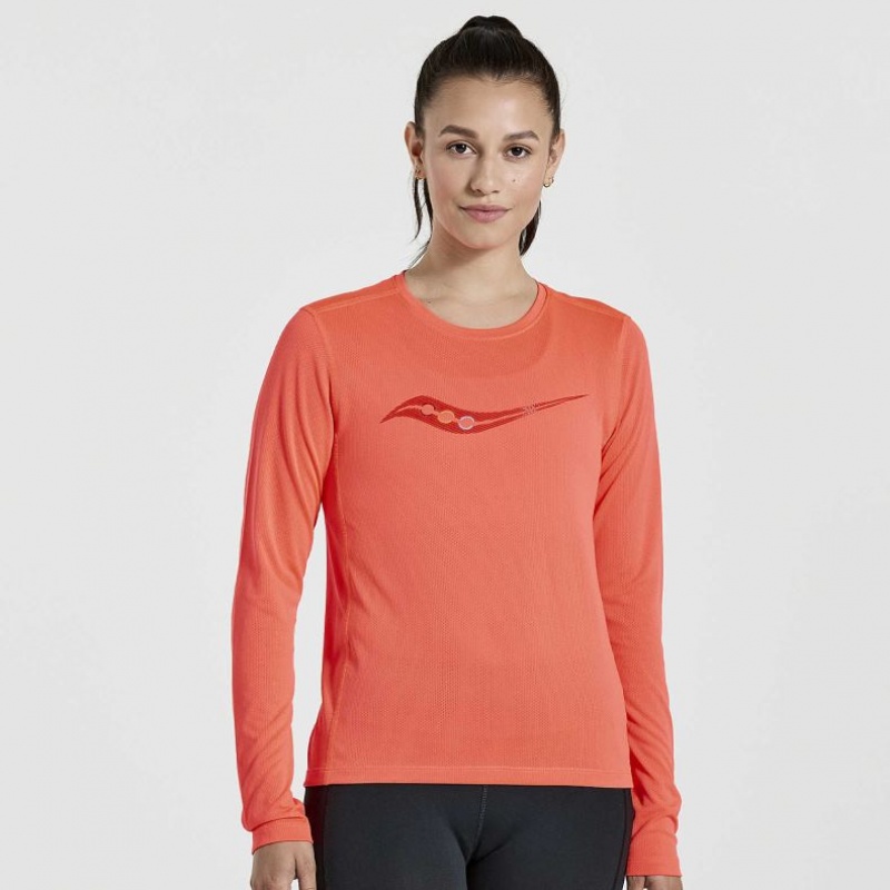 Saucony Stopwatch Graphic Long Sleeve T-Shirt Damen Orange | SCHWEIZ TRPZM