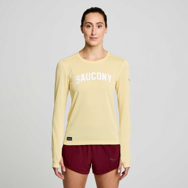 Saucony Stopwatch Graphic Long Sleeve T-Shirt Damen Gelb | SCHWEIZ WNVSH