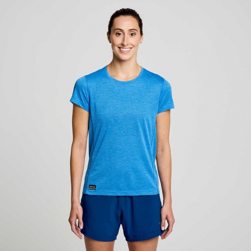 Saucony Stopwatch Kurzes Sleeve T-Shirt Damen Blau | SCHWEIZ TLAFV