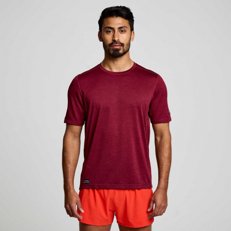 Saucony Stopwatch Kurzes Sleeve T-Shirt Herren Bordeaux | SCHWEIZ VOCKI