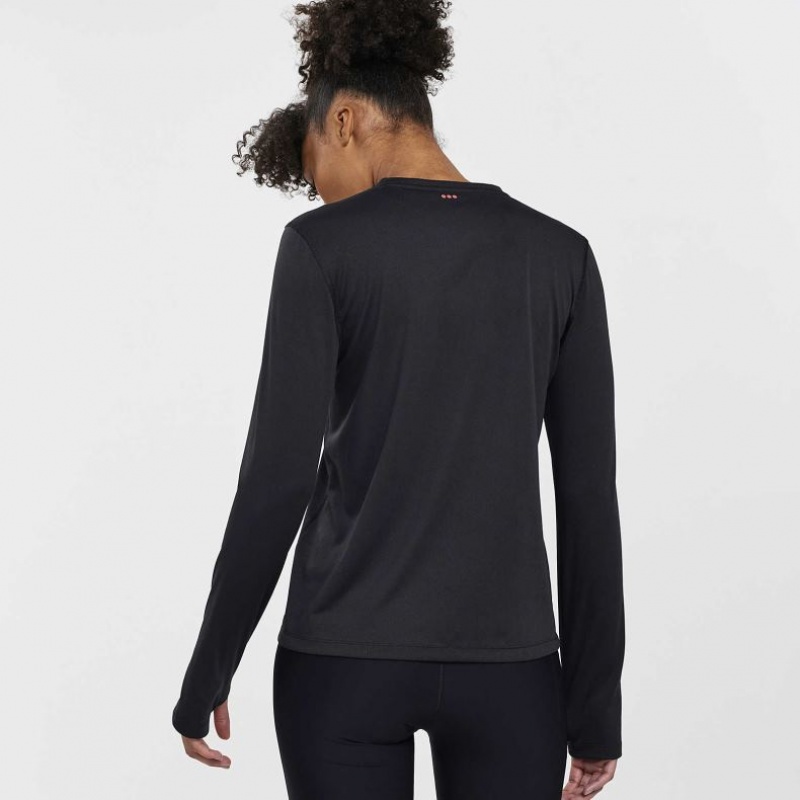 Saucony Stopwatch Long Sleeve T-Shirt Damen Schwarz | SCHWEIZ QVXLR