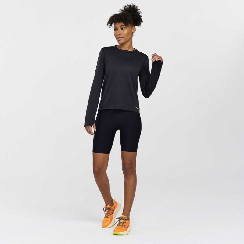 Saucony Stopwatch Long Sleeve T-Shirt Damen Schwarz | SCHWEIZ QVXLR