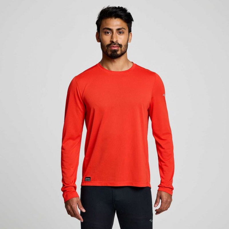 Saucony Stopwatch Long Sleeve T-Shirt Herren Rot | SCHWEIZ GYDEJ