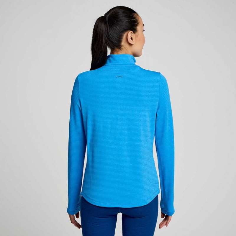 Saucony Triumph 3D 1/2 Zip Sweatshirt Damen Blau | SCHWEIZ PQXFO