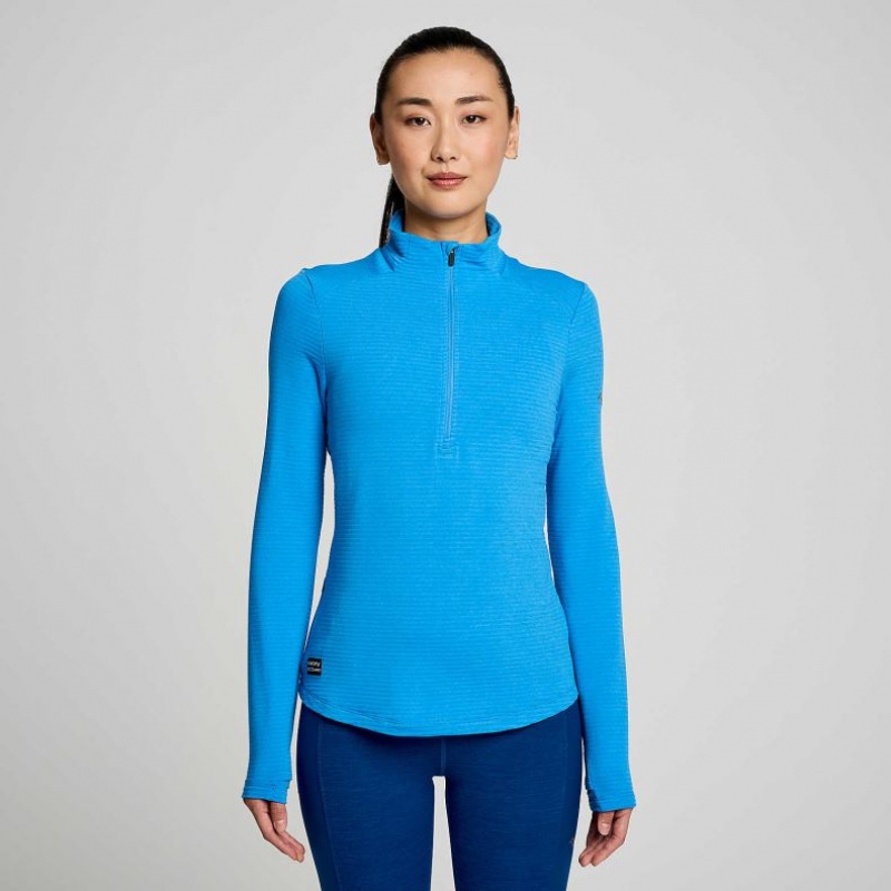 Saucony Triumph 3D 1/2 Zip Sweatshirt Damen Blau | SCHWEIZ PQXFO