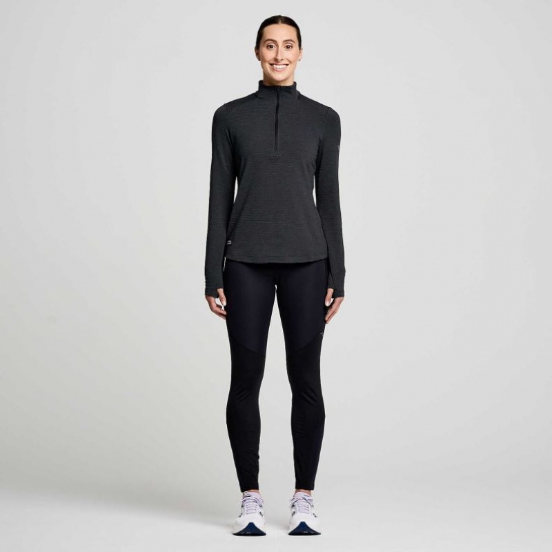 Saucony Triumph 3D 1/2 Zip Sweatshirt Damen Schwarz | SCHWEIZ BCGYA